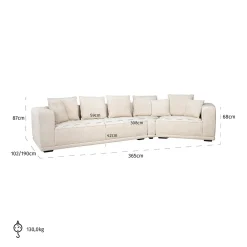 4-zits Bank Lusso Chenille - Beige - Loft24.nl