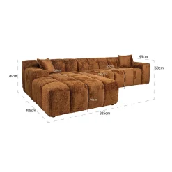 3-zits Loungebank Cube Links Chenille - Cinnamon - Loft24.nl