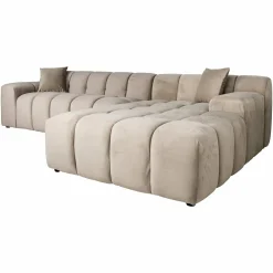 3-zits Loungebank Cube Rechts Chenille - Khaki - Loft24.nl