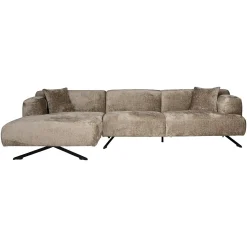 3-zits Loungebank Donovan Links Chenille - Taupe - Loft24.nl