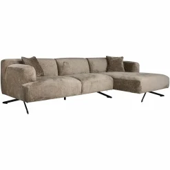 3-zits Loungebank Donovan Rechts Chenille - Taupe - Loft24.nl