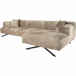 3-zits Loungebank Donovan Rechts Chenille - Taupe - Loft24.nl