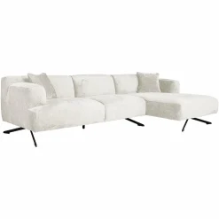 3-zits Loungebank Donovan Rechts Chenille - Crème - Loft24.nl
