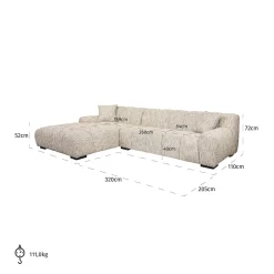 3-zits Loungebank Hazel Links Be Trendy - Naturel - Loft24.nl