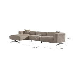 3-zits Loungebank Hoxton Links Chenille - Beige - Loft24.nl