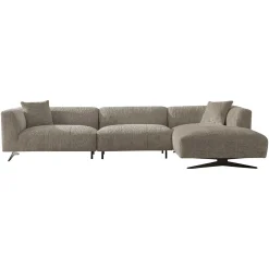 3-zits Loungebank Hoxton Rechts Chenille - Beige - Loft24.nl