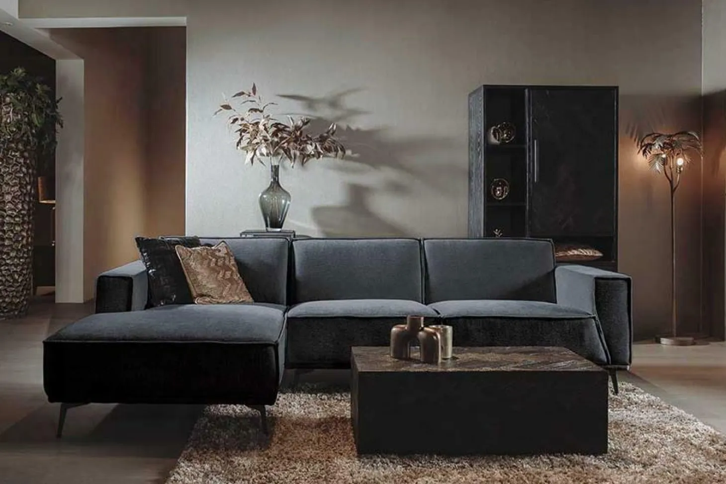 2,5-zits Loungebank Leeds - Blauw (Lounge Links) - Loft24.nl