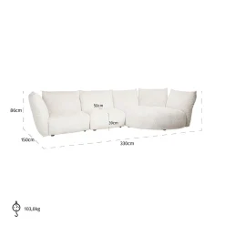 3-zits Loungebank Loyd Chenille - Crème - Loft24.nl