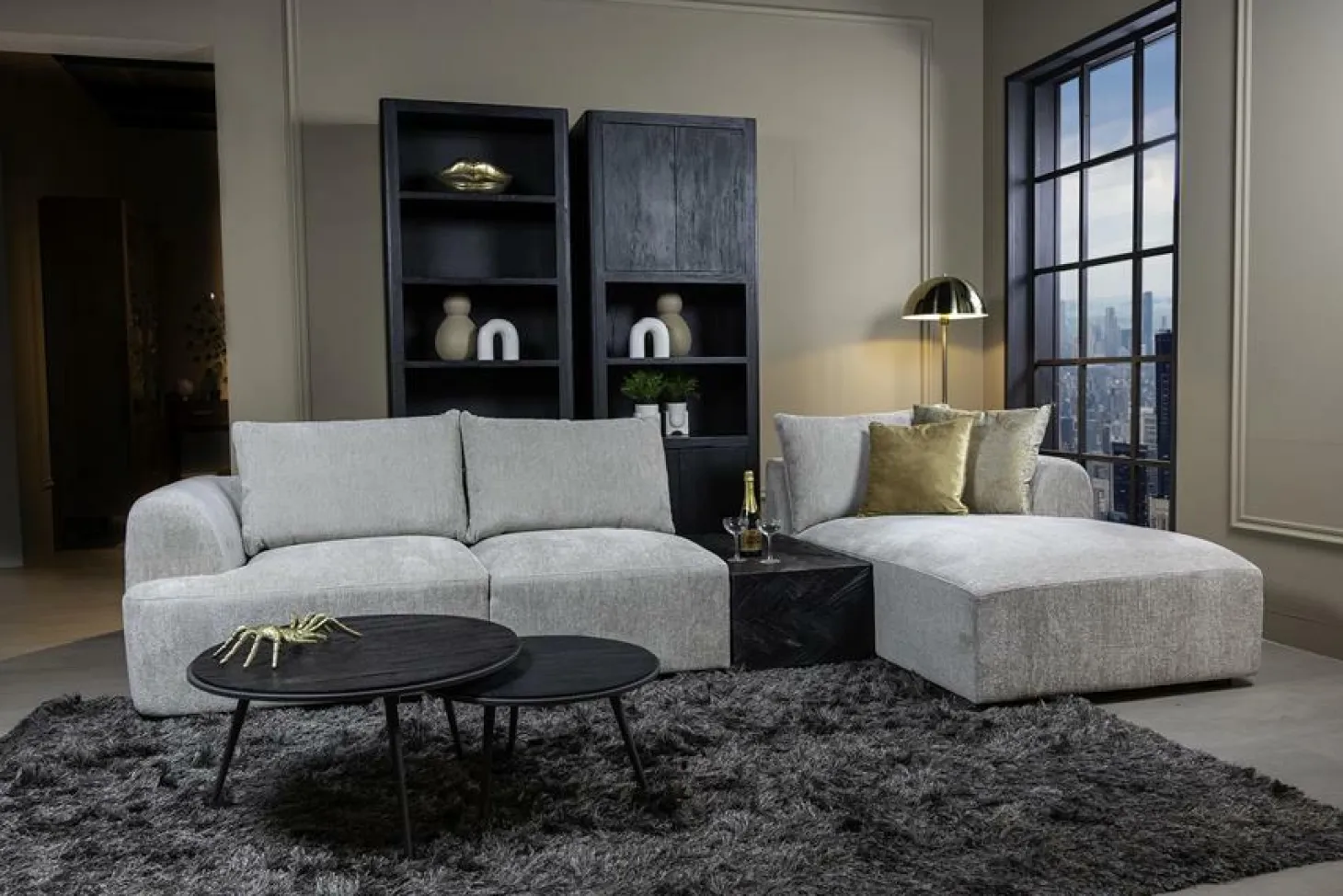 2,5-zits Lounge/Hoekbank Canterbury - Licht grijs (Lounge Rechts) - Loft24.nl