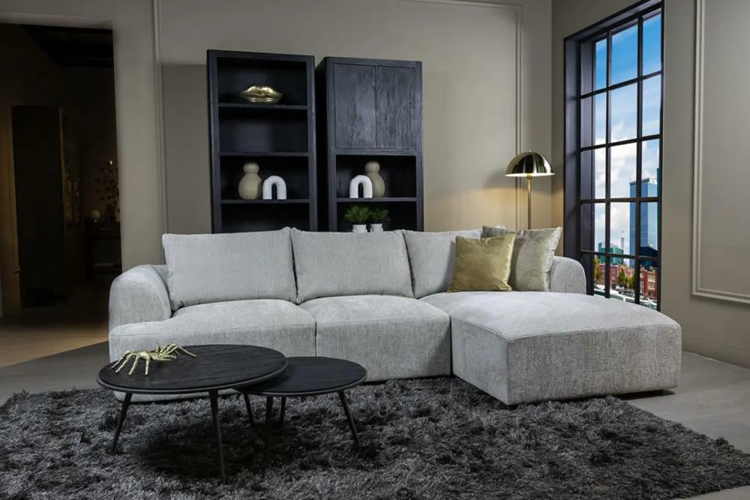 2,5-zits Lounge/Hoekbank Canterbury - Licht grijs (Lounge Rechts) - Loft24.nl