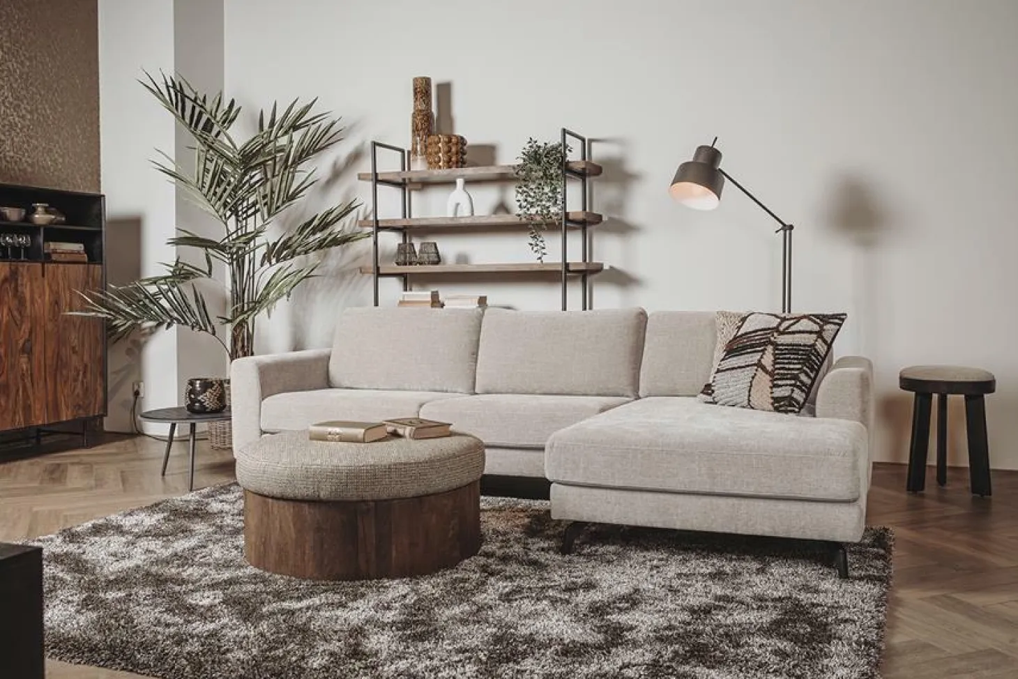 2,5-zits Lounge/Hoekbank Highlands - Grijs (Lounge Rechts) - Loft24.nl