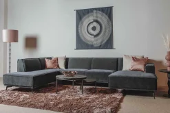 2,5-zits Lounge/Hoekbank Leeds - Blauw (Lounge Rechts) - Loft24.nl